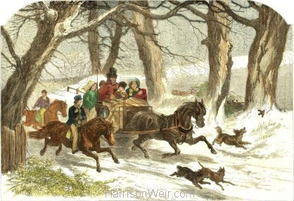 1859 Going to the Christmas Party (Col.) by Harrison Weir